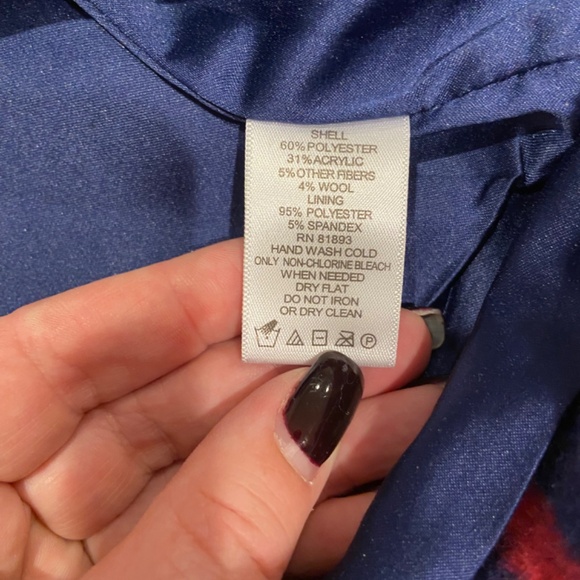 C Wonder A-Line Flare Coat – Blue and Red Diamond Pattern, Size Medium - Picture 9 of 12